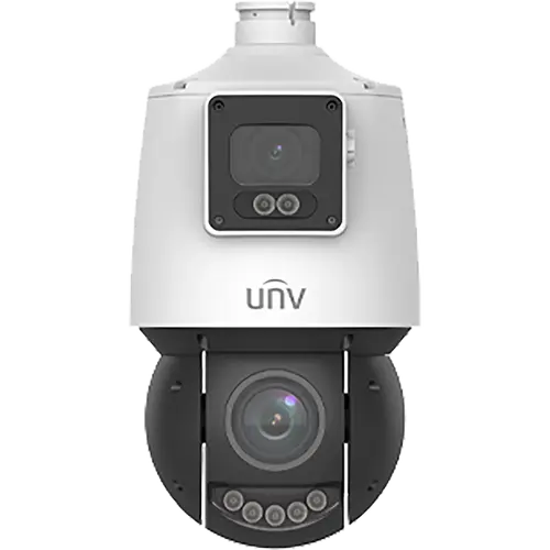 DOMO PTZ PRIME DOBLE LENTE FIJA: 1/1.8. 4MP. 4MM@F1.0 . LUZ CALIDA LED DE 30M. PTZ: 1/2.8. 4MP. 4.8~120MM@F1.5 . ZOOM DE 25X. IR 100M