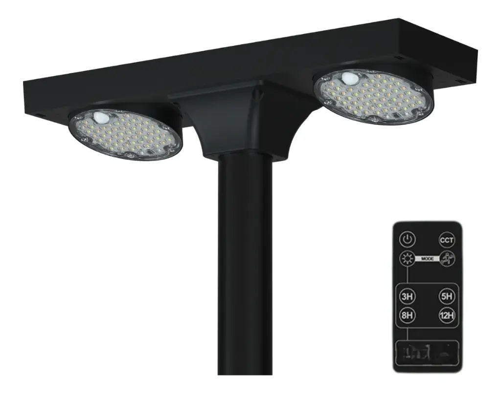 FAROLA LED SOLAR TIPO PLAZA 2 LAMPARAS 20W - 4800lm - 4000k + 6000K