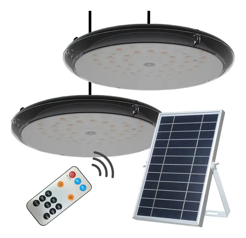 LUMINARIA SOLAR -PANEL + 2 LAMPARAS COLGANTES