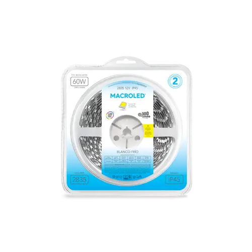 TIRA 2835 MACROLED BCO FRIO IP45 - DC12V - 12W - 60 LED X 5 MTS