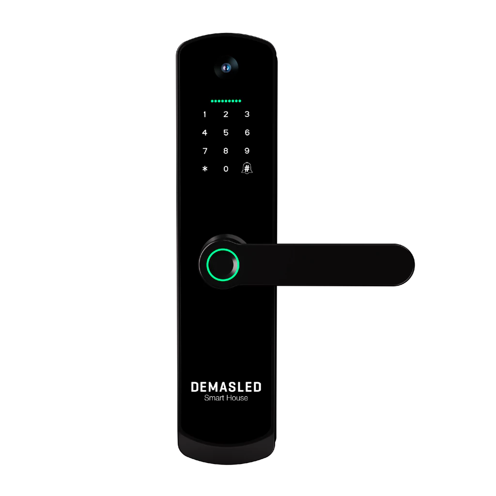[domo-42-a3] Cerradura Biométrica Smart WIFI de Vidrio Templado con Cámara