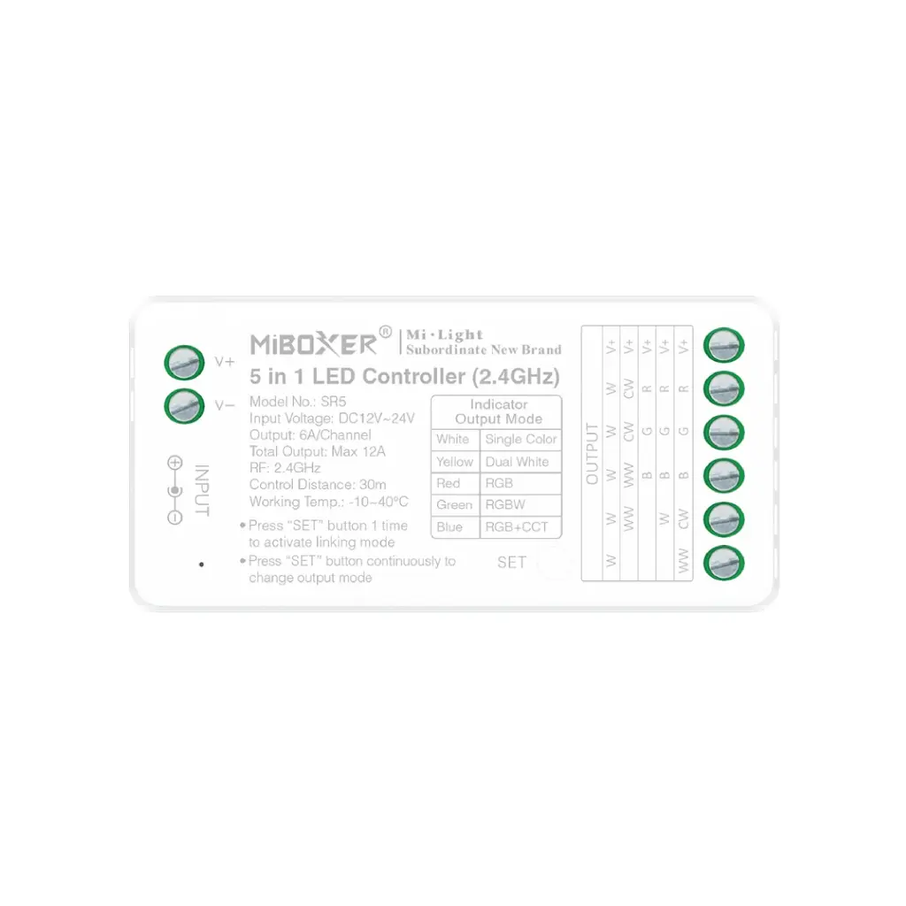 Controlador LED 5 en 1 2.4GHz 12A máx. 12-24V IP20