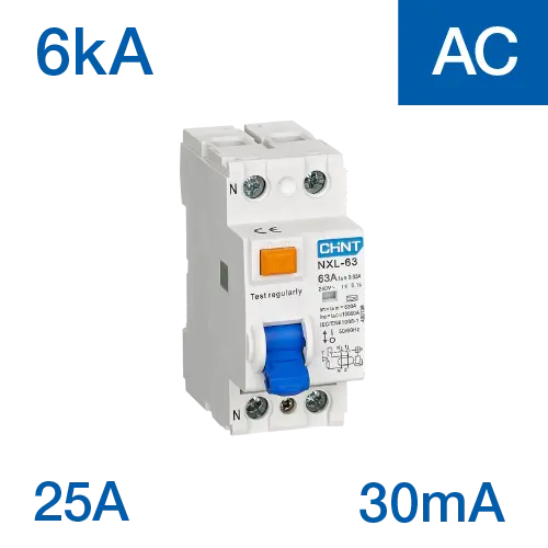 DISYUNTOR BIPOLAR CHINT NXL - 25A - 30mA - Clase AC - 6kA