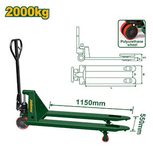 Zorra hidraulica porta pallets - capacidad de carga: 2000kg - tamaño de la horquilla: 550 x 1150mm - rango de alturas de la horquilla: 75mm hasta 190mm - distancia entre horquillas: 250 mm