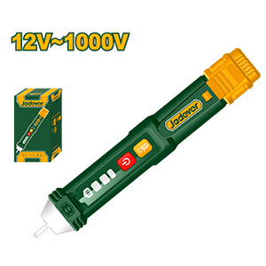 DETECTOR DE VOLTAJE INDUCTIVO - VOLTAJE CA: 12V ~1000V (ALTA SENSIBILIDAD). 48V~1000V (BAJA SENSIBILIDAD) - FRECUENCIA: 50/60HZ - ALARMA SONORA Y LUMINOSA - FLASH LED - OFF AUTOMÁTICO - 2 PILAS AAA