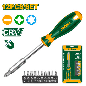 Kit de puntas de destornillador de 12 piezas - Puntas magnéticas - Acero CR-V - soporte para puntas de 1/4 x 100 mm + 11 Puntas1/4 x 25mm: SL4-SL5-SL6-SL7-PH0-PH1-PH2-PH2-PH3-PZ1-PZ2