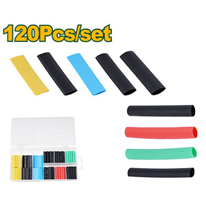 KIT DE TUBOS TERMOCONTRAIBLES DE 120 PIEZAS - PE - 4X40MM (VERDE). 4X40MM (NEGRO). 4.5X40MM (ROJO). 4.5X40MM (NEGRO). 7X40MM (NEGRO). 7X40MM (AZUL). 8X40MM (AMARILLO). 8X40MM (NEGRO)
