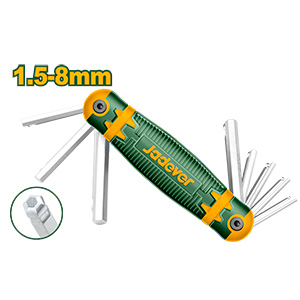 MANOPLA DE LLAVES ALLEN CON PUNTA ESFÉRICA 8 EN 1 - ACERO CR-V - TAMAÑO: 1.5. 2. 2.5. 3. 4. 5. 6. 8MM