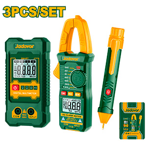 KIT DE PRUEBA ELÉCTRICA 3 EN 1 - 1 PINZA AMPERIMÉTRICA DIGITAL DE CA/CC 2000 CUENTAS HASTA 200A. 600V. 20M+ 1 MULTÍMETRO DIGITAL CC/CA 2000 CUENTAS HASTA 600V. 600K+ 1 DETECTOR DE VOLTAJE CA