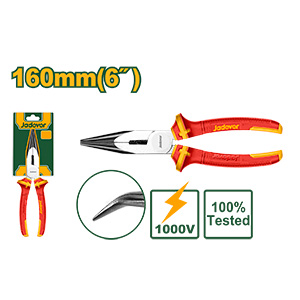 Pinza aislada de punta curva: 160mm(6 ) Máx tensión 1000V Mango aislado