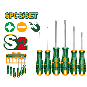 Kit de destornilladores - 6 piezas - Plano SL5.5 x 75mm + Plano SL5.5 x 100mm + Plano SL6.5 x 150mm + Phillips PH1 x 75mm + Phillips PH1 x 100mm + Phillips PH2 x 150mm
