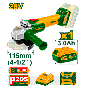 AMOLADORA INALAMBRICA BRUSHLESS 9000 - RPM CON BATERÍA LI-ION 3AH - VOLTAJE: 20V - DIÁMETRO DEL DISCO: 115MM - ROSCA DEL HUSILLO: M14 - INCLUYE CARGADOR