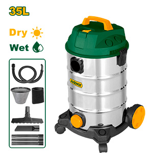 ASPIRADORA 1200W - VOLTAJE: 220-240V 50/60HZ - CAPACIDAD: 35L - CON FUNCIÓN DE SOPLADO - MANGUERA 1.5MTS - FILTRO DE TELA - CABLE: 2MTS - PRESIÓN DE VACÍO: 18KPA - Ø MANGUERA: 32MM - INCLUYE ACCESOR.