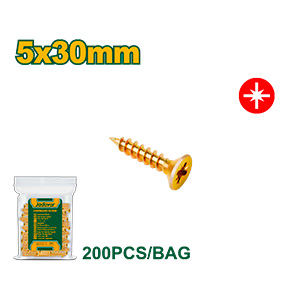 TORNILLO FIX PUNTA AGUJA 5 X 30MM - CABEZA FRESADA - POZIDRIV - 200 UNIDADES POR BOLSA