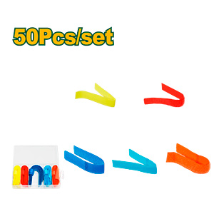 JUEGO DE CINTAS DE VELCRO DE 50 PIEZAS - MATERIAL: POLIESTER - 20 X 180MM - 10 ROJO + 10 NARANJA + 10 AZUL + 10 CELESTE + 10 AMARILLO