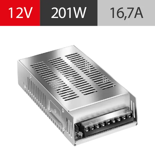 FUENTE POWERSWITCH 12V 17A GAB METALICO IP20