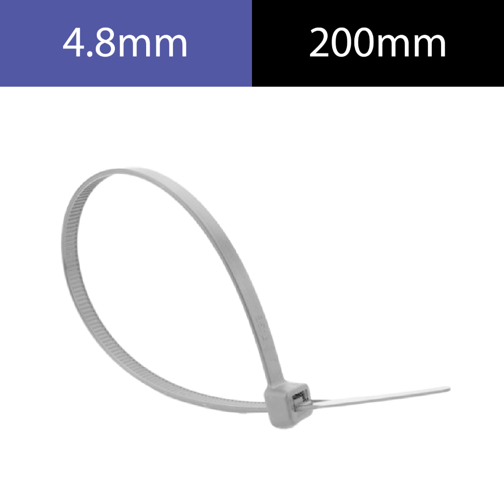 [PN48-200B] PRECINTO DE NYLON 4.8MM X 200MM - BLANCO X 100 UNI