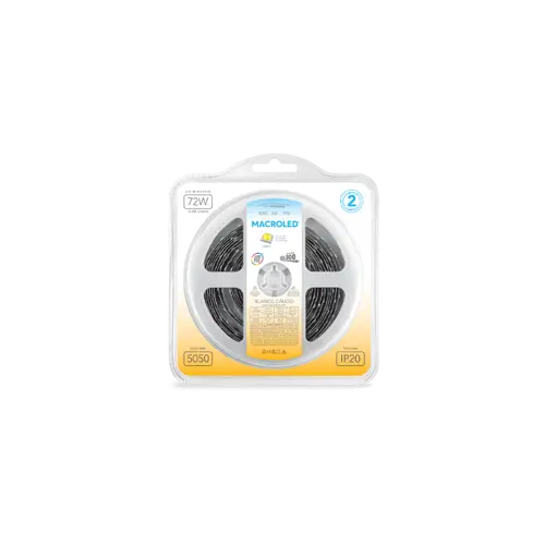 TIRA 5050 MACROLED BCO CALIDO IP20 - DC24V - 14.4W - 60 LED X 5 MTS WW-B300-FW24 -IP20 004