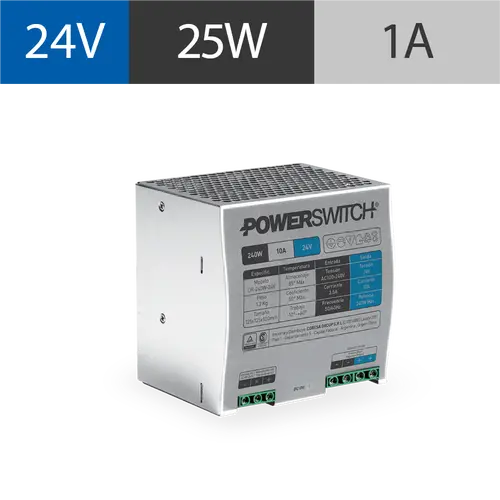 FUENTE RIEL DIN POWERSWITCH GAB. METALICO 24V 10A IP20