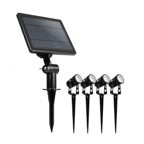 [ELSX4-4W-IP65-WW] ESTACA LED SOLAR 1 PANEL 4 ESTACAS 4W BLANCO CALIDO 3000K