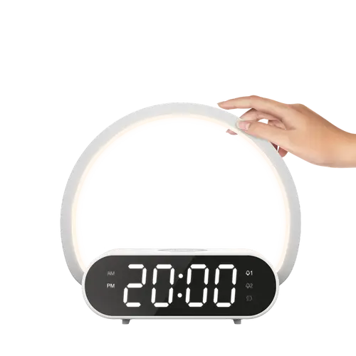 VELADOR MADERA. 5W 180LM. LC . DIMEABLE 3 TOQUES. INALAMBRICA. RELOJ