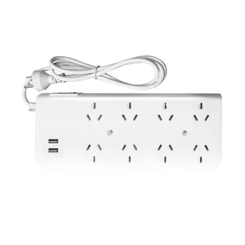 [PX8B-2USB-3] PROLONGADOR MULTIPLE 8 TOMAS + 2 USB. BLANCO. 3 MTS 10A. PROTECTOR TERMICO