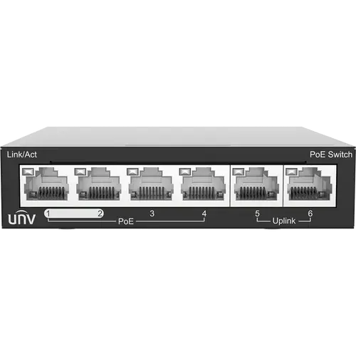 SWITCH POE 4 PUERTOS 100MBPS + 2UPLINK. MAX.POE POWER 60W.