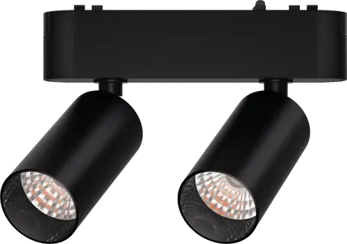 CABEZAL MOVIL DOBLE ANTIDESLUMBRAMIENTO NEGRO PARA RIEL MAGNETICO SKYLINE ø31MM MACROLED. DC48V. 10W. 2700K. 24°. RA>90