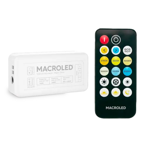 CONTROLADOR SMART WIFI CCT - BLANCOS DINAMICOS PARA TIRAS LED MACROLED. TENSION 12V/24V. POTENCIA 144W/288W. RED 2.4GHZ