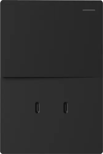 TECLA Y USB-C MONACO NEGRO MACROLED, 1 CANAL, 2 VIAS, AC 250V, 10A MAX. 2 USB-C DE 30W, BASTIDOR METALICO