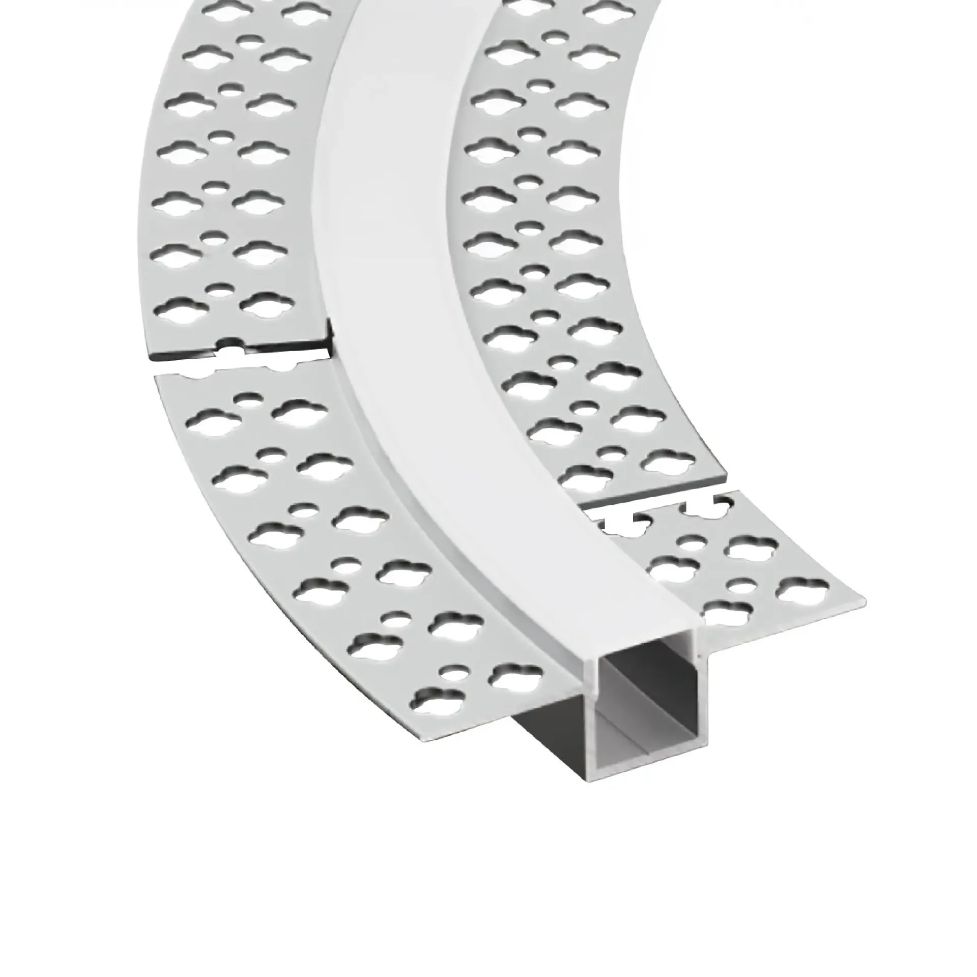 [per-47-2m] Perfil de Aluminio Flexible con Alas de Embutir 13x14mm Anodizado. Cover Opal Blanco x2m