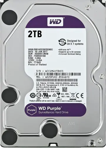 [WD22PURU-64C5JY0] ALMACENAMIENTO DISCO RIGIDO WD TIPO HDD LINEA PURPLE CAPACIDAD 2TB