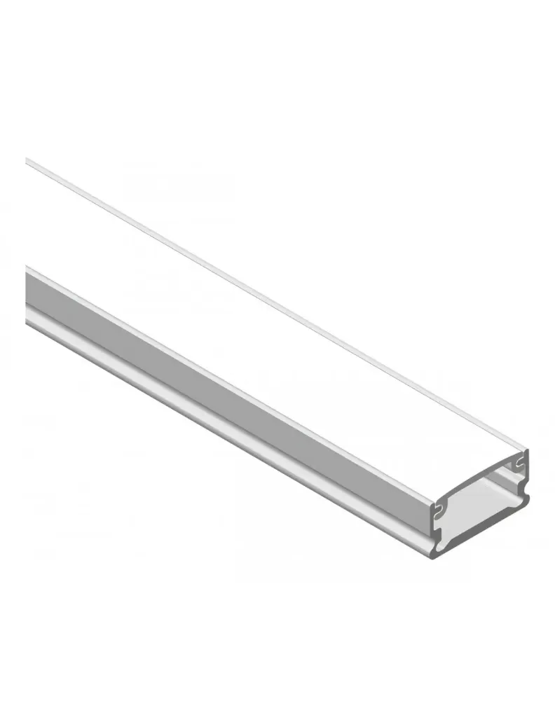 Perfil de Aluminio FLAT 17x7mm, Cover Transparente, 2 metros