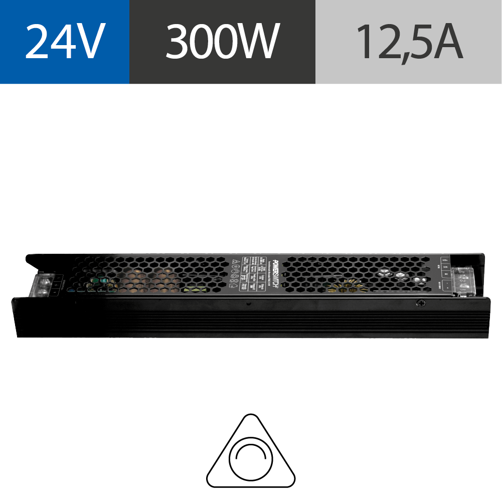 [FSD-300W-24V] FUENTE LED SLIM DIMERIZABLE POWERSWITCH, 24V, 300W, TRIAC, 0-10V, IP20