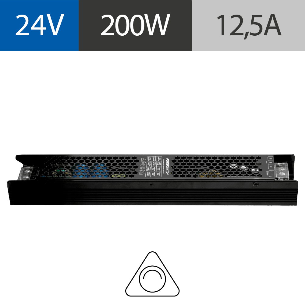 [FSD-200W-24V] FUENTE LED SLIM DIMERIZABLE POWERSWITCH, 24V, 200W, TRIAC, 0-10V, IP20
