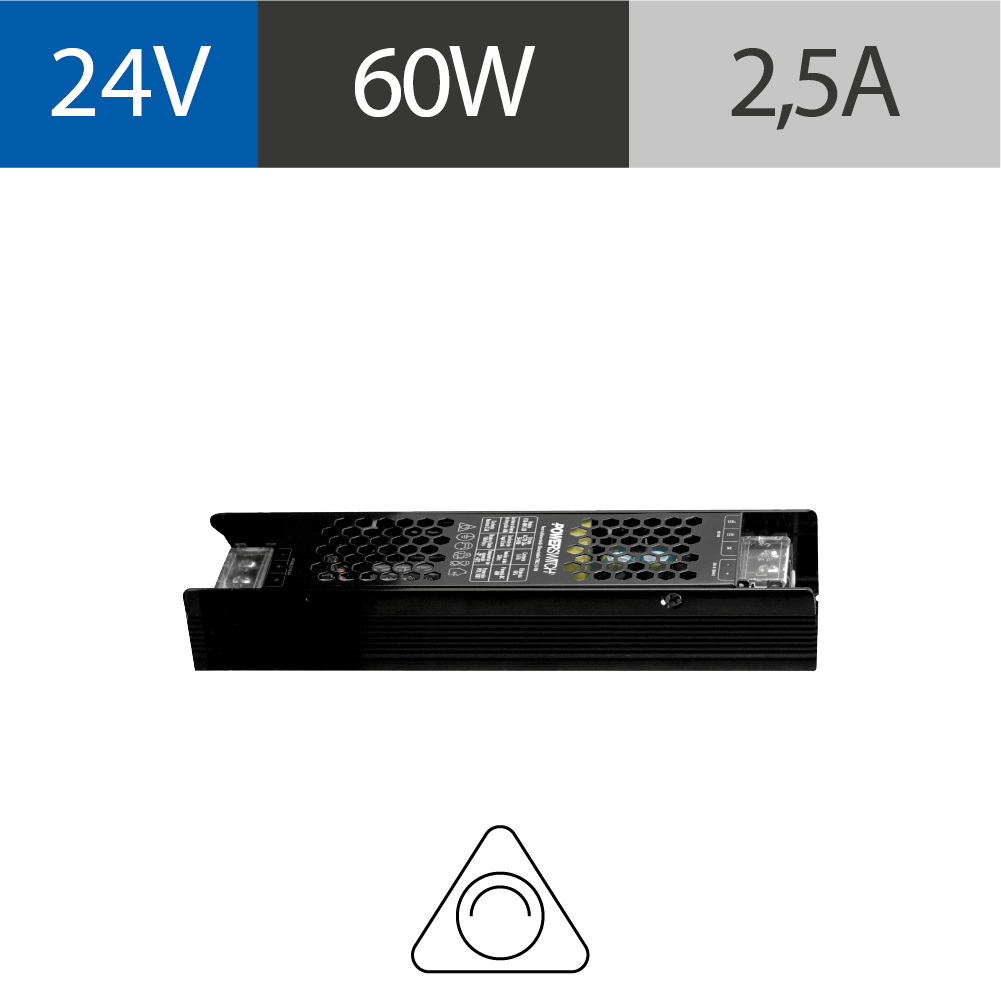 [FSD-60W-24V] FUENTE LED SLIM DIMERIZABLE POWERSWITCH, 24V, 60W, TRIAC, 0-10V, IP20