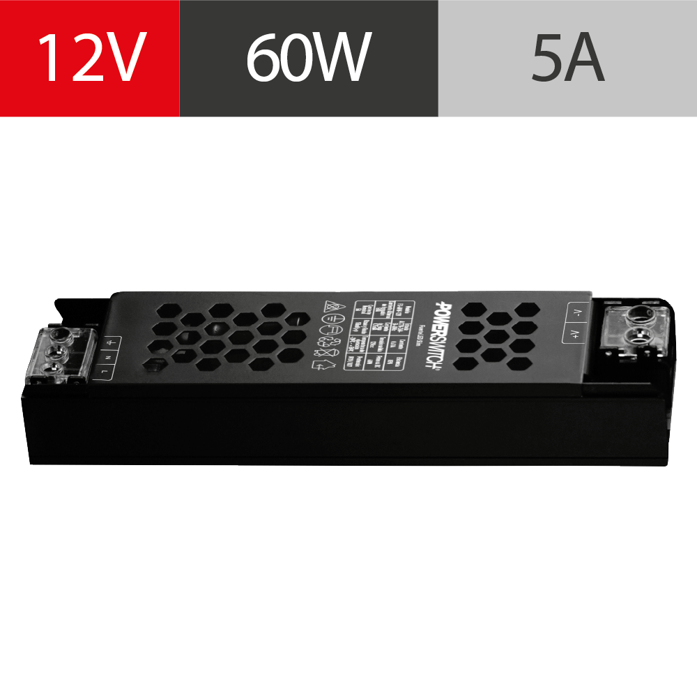 FUENTE LED SLIM DIMERIZABLE POWERSWITCH, 12V, 60W, TRIAC, 0-10V, IP20