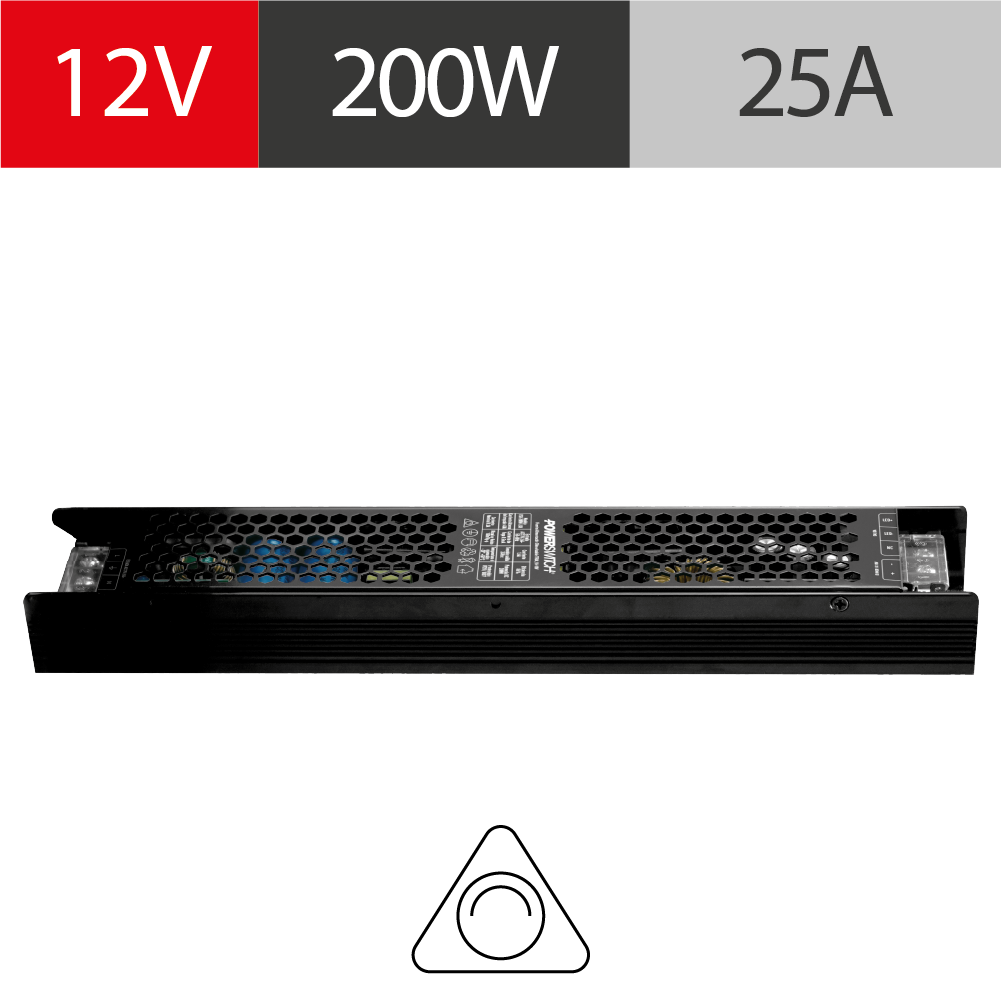 [FSD-200W-12V] FUENTE LED SLIM DIMERIZABLE POWERSWITCH, 12V, 200W, TRIAC, 0-10V, IP20