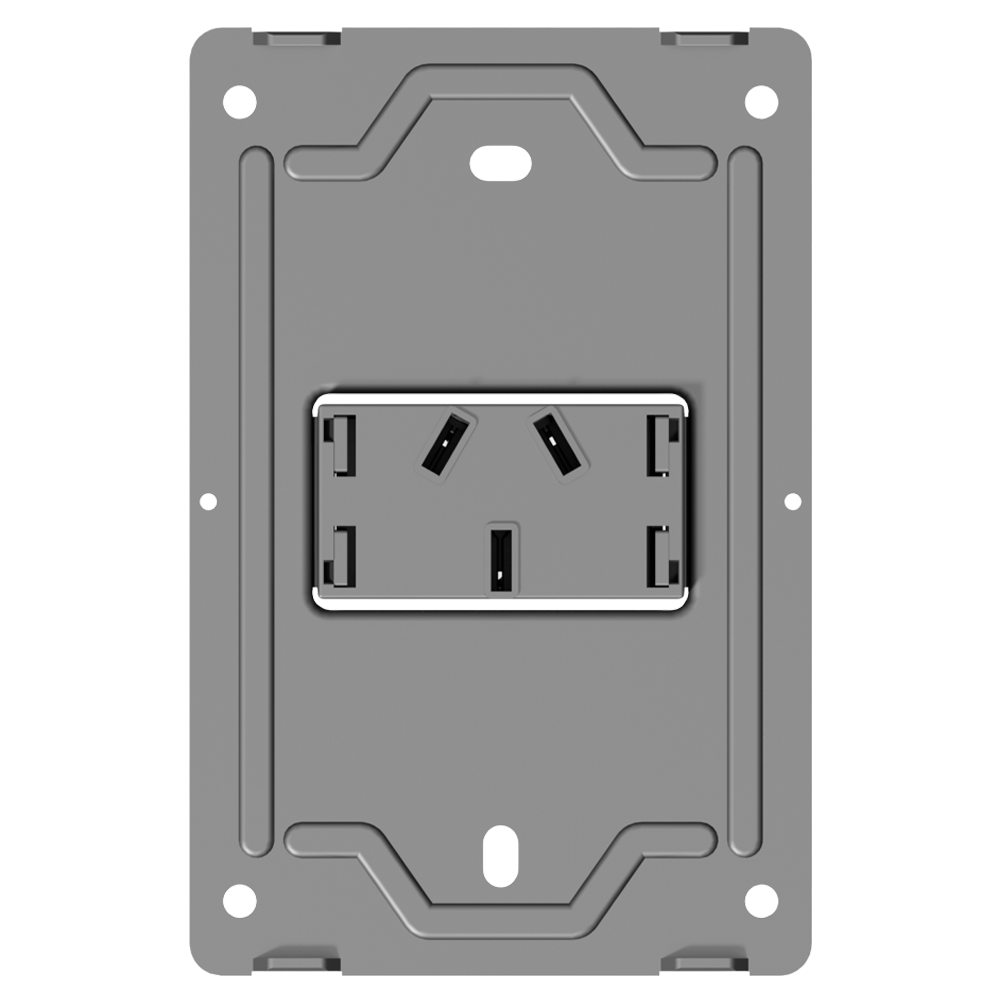 TOMACORRIENTE VERTICAL MONACO MACROLED, AC 250V, 10A MAX. BASTIDOR METALICO, SIN FRENTE