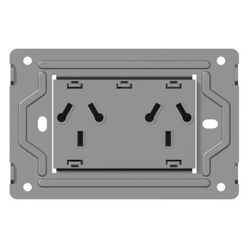 TOMACORRIENTE BI-NORMA DOBLE MILAN MACROLED, AC 250V, 10A MAX. BASTIDOR METALICO, SIN FRENTE