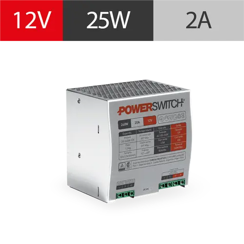 FUENTE RIEL DIN POWERSWITCH GAB. METALICO 12V 20A IP20