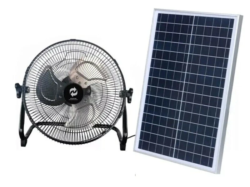 VENTILADOR SOLAR 12 VELOCIDADES, PANEL 25W LITIO 16200mAh