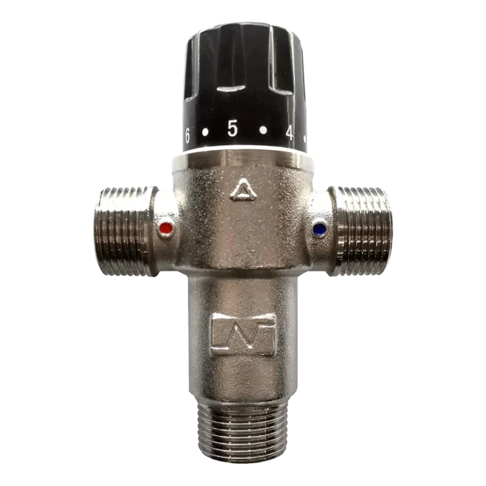 Valvula termostatica mezcladora de 3/4' - Presión de trabajo de 1 a 5 Bar - Temperatura de salida de 30-55°C +- 2°C