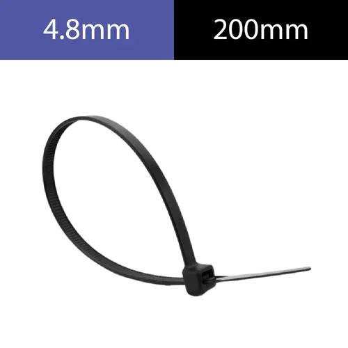 PRECINTO DE NYLON 4.8MM X 200MM - NEGRO X 100 UNI