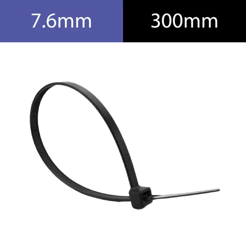 PRECINTO DE NYLON 7.6MM X 300MM - NEGRO X 50 UNI
