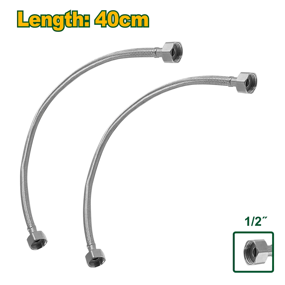Manguera flexible de tornillo de doble extremo - acero inoxidable 301 - 40cm - 2 piezas/bolsa