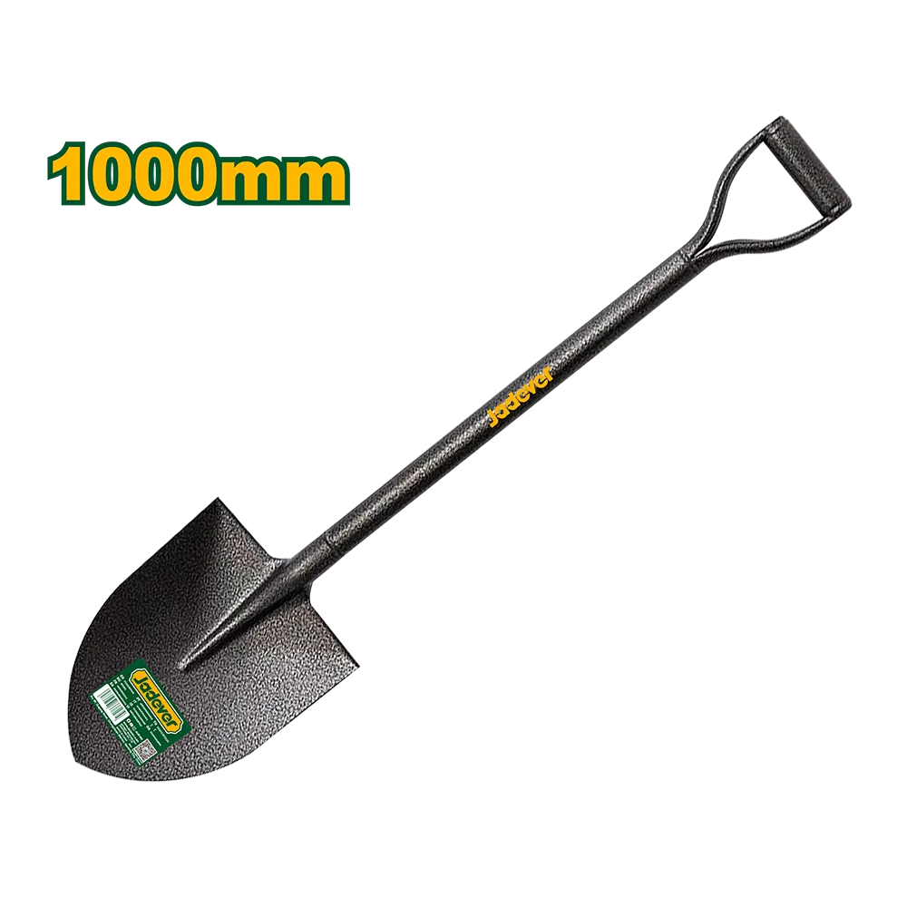 Pala de punta redonda de cuerpo metálica - cabeza de acero al carbono - mango en d - longitud: 1000mm - ancho de cabeza: 225mm - longitud de cabeza: 295mm