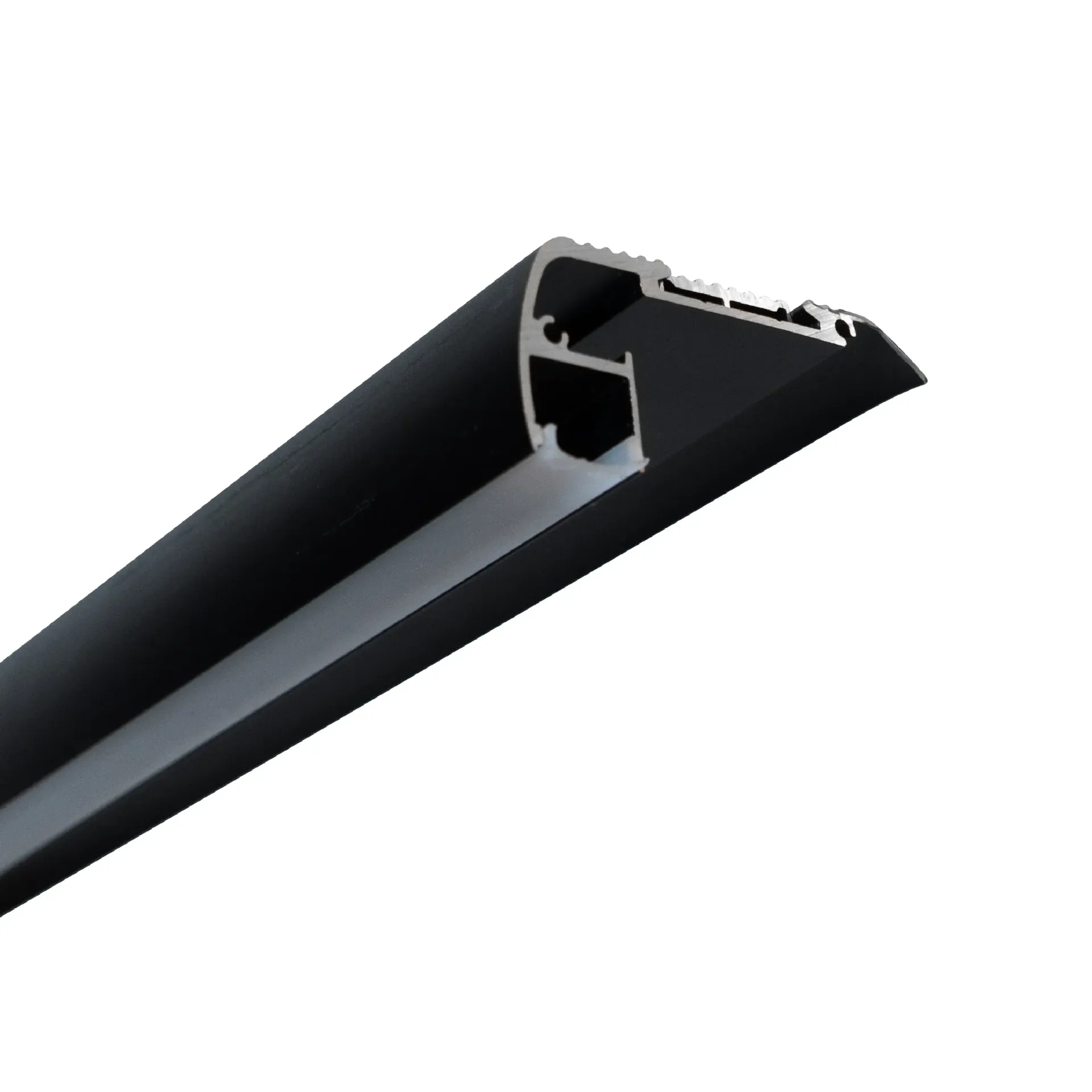 Perfil de Aluminio para Peldaño de Escalera 64x27,5mm Negro, Cover Opal Blanco x1m