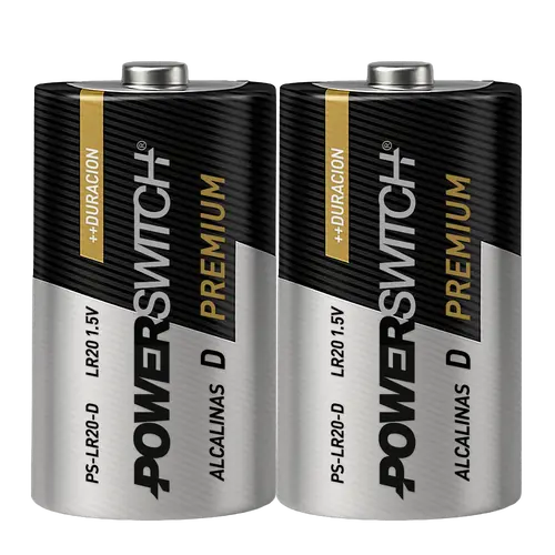 PILAS ALCALINAS LR20 D POWERSWITCH, BLISTER DE 2 PILAS, 1.5V, 18000mAh