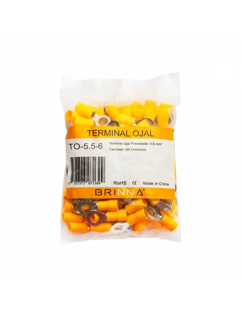 TERMINAL OJAL 4MM A 6MM DIAMETRO 6,4MM BOLSA X100 BRINNA
